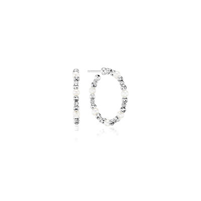 Platinum Born 20MM Diamond Cut Mini Hoop Earrings