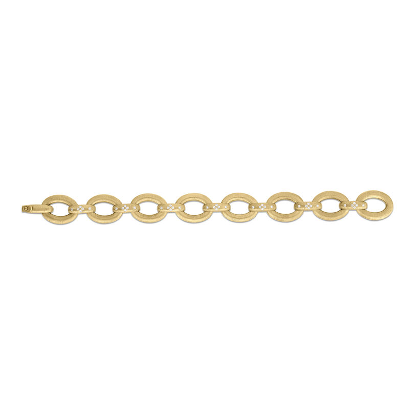 Roberto Coin Duchessa Satin Oval and Diamond Accent Link Bracelet 18K Yellow Gold, 7.5" image number 0
