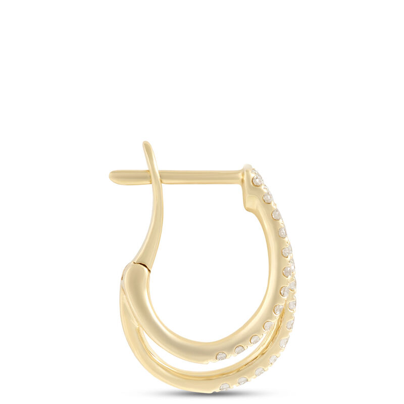 Double Oval Hoops with Round Diamonds, 14K Yellow Gold image number 1