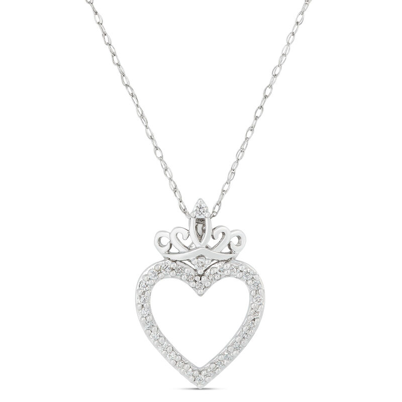 Diamond Heart & Crown Necklace 14K image number 0