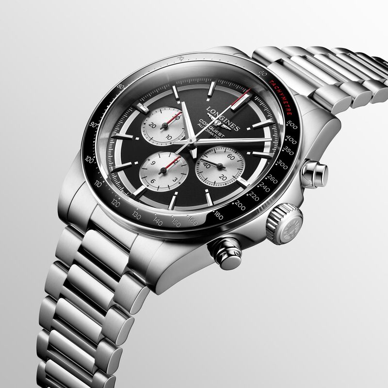 Longines Conquest Chronograph Black Dial Watch, 42mm image number 2
