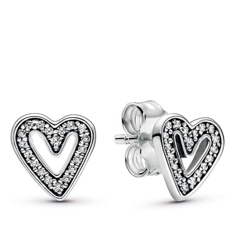 Pandora Sparkling Freehand CZ Heart Stud Earrings image number 0