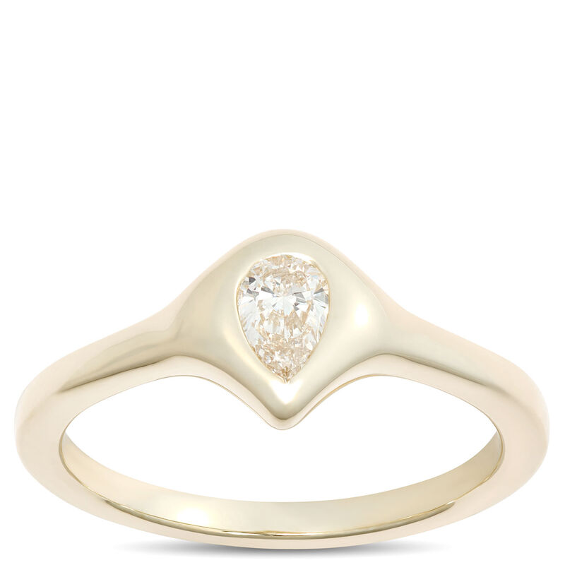Pear Shaped Diamond Ring, 1/4 Carat Weight, 14K Yellow Gold image number 0