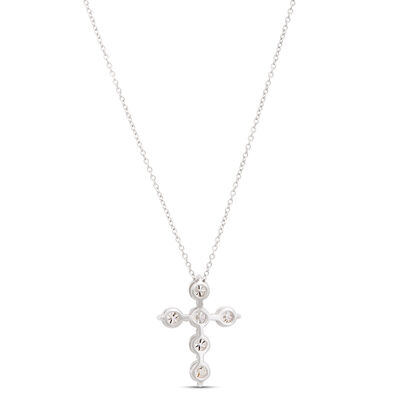 Diamond Cross Necklace, 14K White Gold