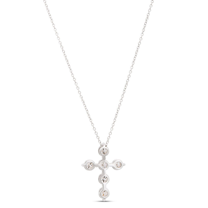 Diamond Cross Necklace, 14K White Gold image number 1