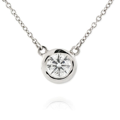 Diamond Solitaire Necklace 14K