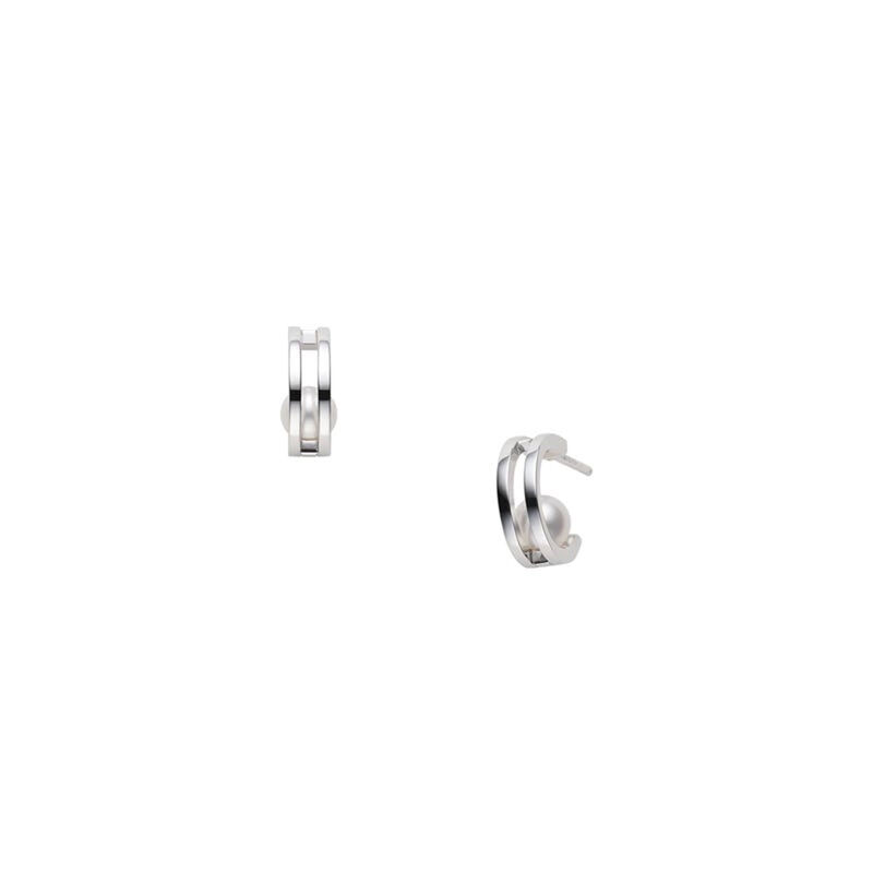Mikimoto Akoya Cultured Pearl Hoop Earrings in 18K White Gold image number 0