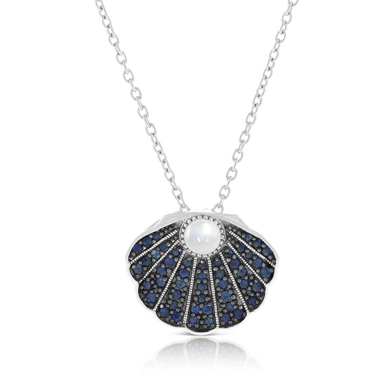 Lisa Bridge Sapphire & Moonstone Clam Shell Necklace image number 0