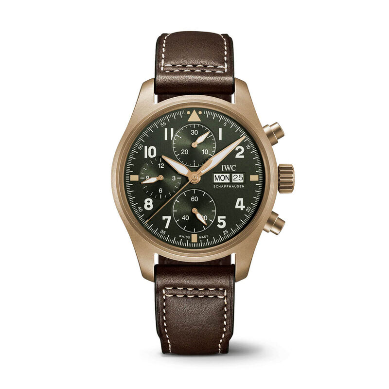 Pre-Owned IWC Pilot's Watch Green Dial Bronze Chronograph Spitfire, 41mm image number 0