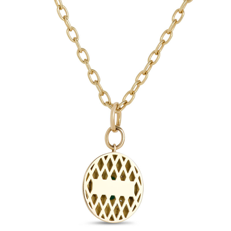 Emerald and Diamond Pendant, 18K Yellow Gold image number 2