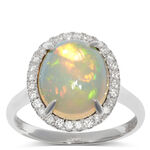 Opal & Diamond Halo Ring 14K