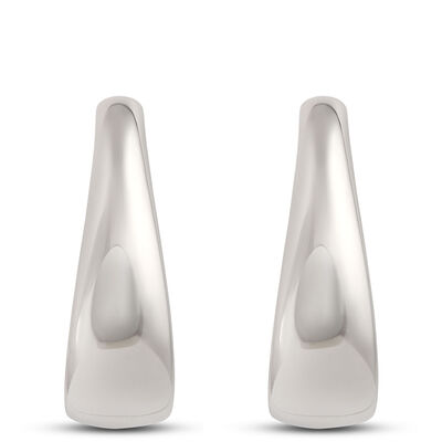Sleek J Hoop Earrings, 14K White Gold