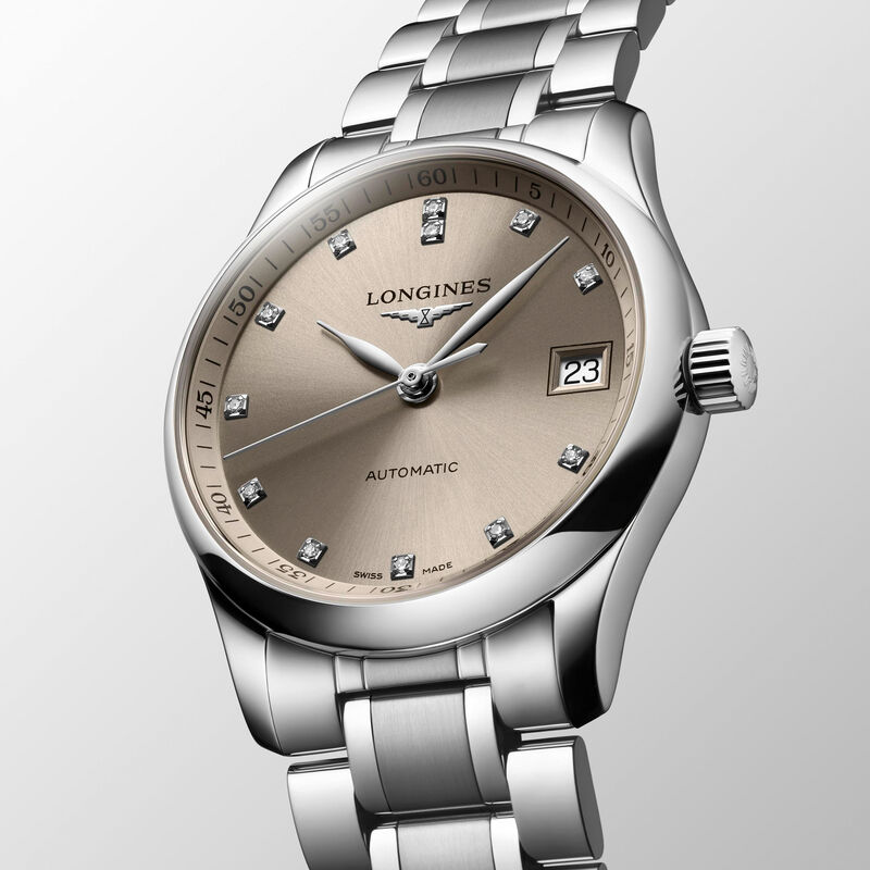 Longines Master Beige And Diamonds As Indexes Dial Watch, image number 2