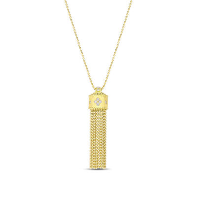 Roberto Coin Princess Beaded Tassel Diamond Necklace 18K