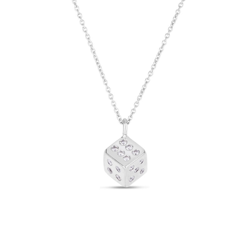 Roberto Coin Tiny Treasure Diamond Heart Necklace 18K White Gold, 18" image number 0