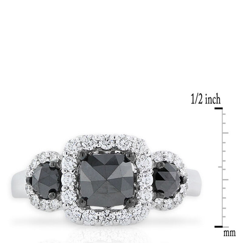 Black & White Diamond 3-Stone Ring 14K image number 1