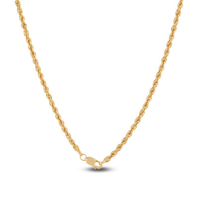 Bold Hollow Rope Link Necklace, 14K Yellow Gold