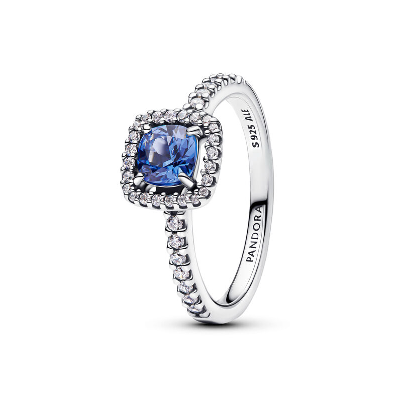 Pandora Sparkling Square Blue Halo Ring image number 0