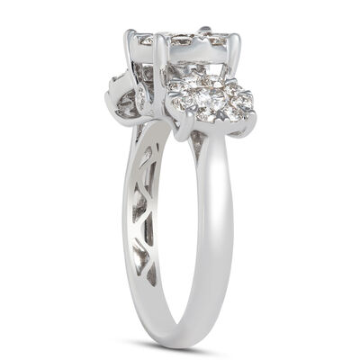 Round Diamond Engagement Ring, 14K White Gold