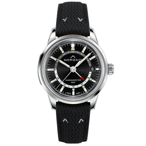 Norqain Freedom 60 GMT Black Perlon Rubber Watch, 40mm