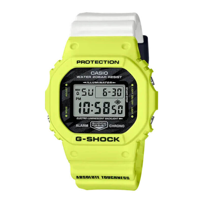 G-Shock Yellow & White Rectangular Digital Watch, 48.9mm image number 0