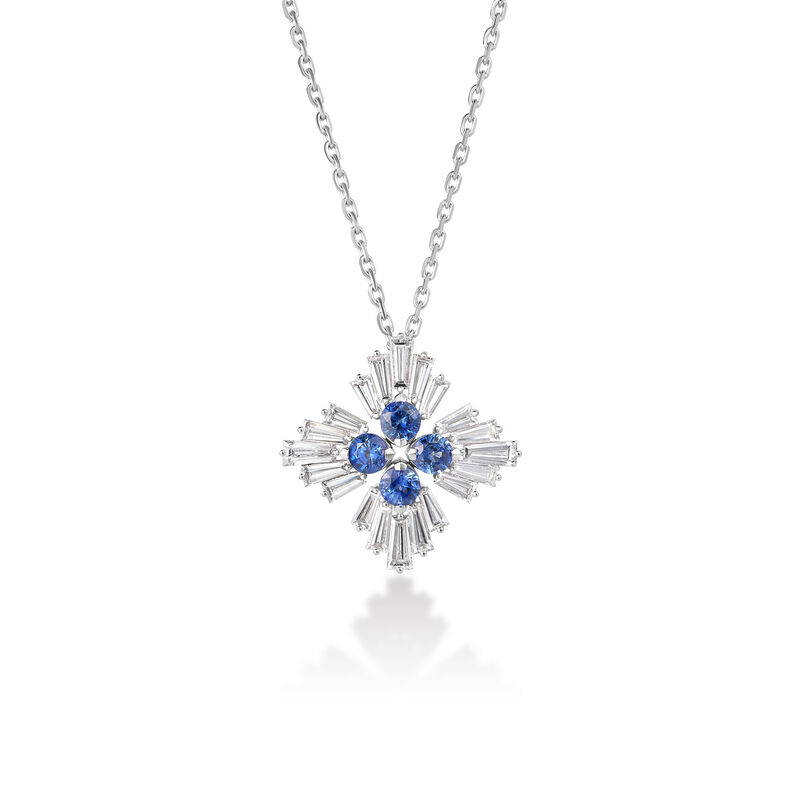 Roberto Coin 18K White Gold Diamond Princess Pav&eacute; Diamond And Blue Sapphire Necklace image number 0