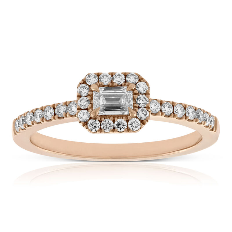 De Beers Forevermark Tribute™ Rose Gold Emerald Cut Diamond Ring 18K image number 0