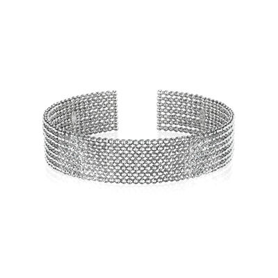 Platinum Born Seven-Row Diamond Cut Bead Bracelet