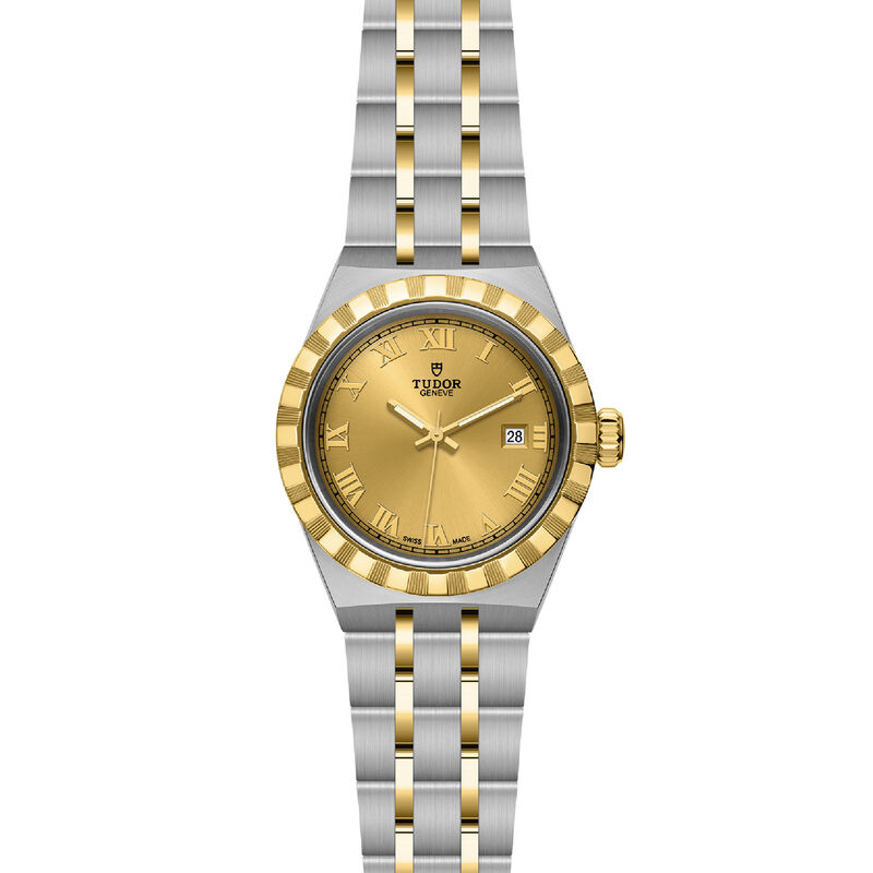 TUDOR Royal Watch Steel Case Champagne Dial Steel and Gold Bracelet, 28mm image number 1