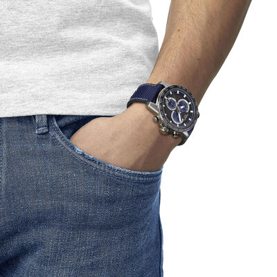 Tissot Supersport Chrono Black & Blue Steel Quartz Watch, 45.5mm