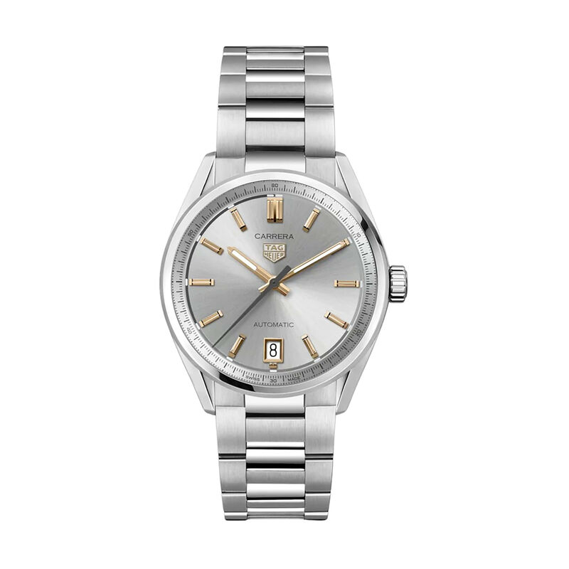 TAG Heuer Carrera Date Watch Steel Case Grey Dial Gold Detailing, 36mm image number 0
