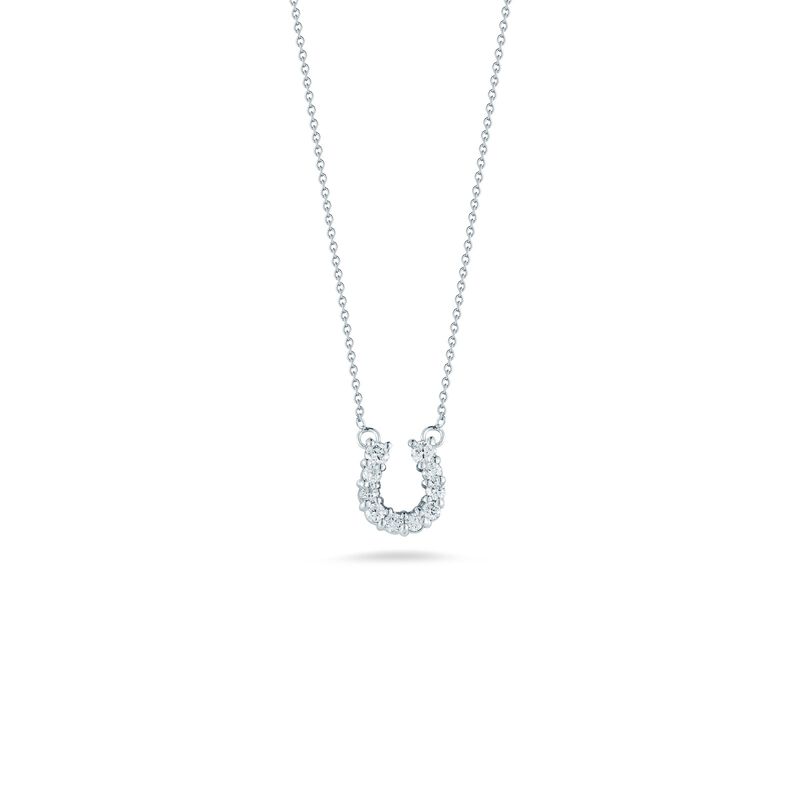 Roberto Coin Tiny Treasures Diamond Horseshoe Necklace 18K White Gold, 18 Inches image number 0