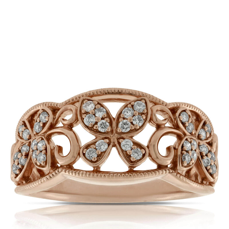 Rose Gold Butterfly Diamond Band 14K image number 1