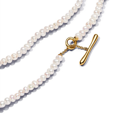 Pandora Essence Treated Freshwater Cultured Pearls T-bar Collier Necklace
