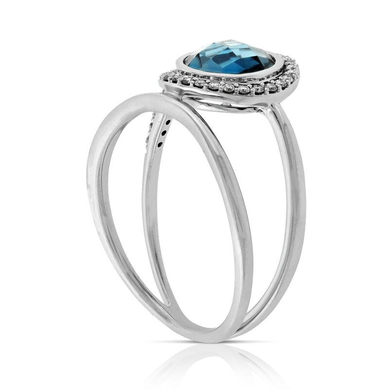 Blue Topaz & Diamond Ring 14K image number 3