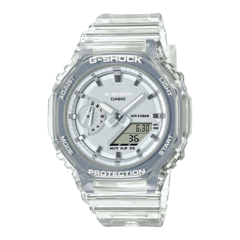 G-Shock Analog-Digital Watch Clear Metallic Case and Dial, 46mm image number 0