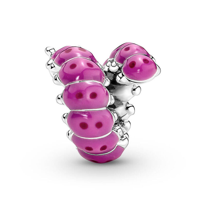 Pandora Cute Curled Caterpillar Pink Enamel Charm image number 2