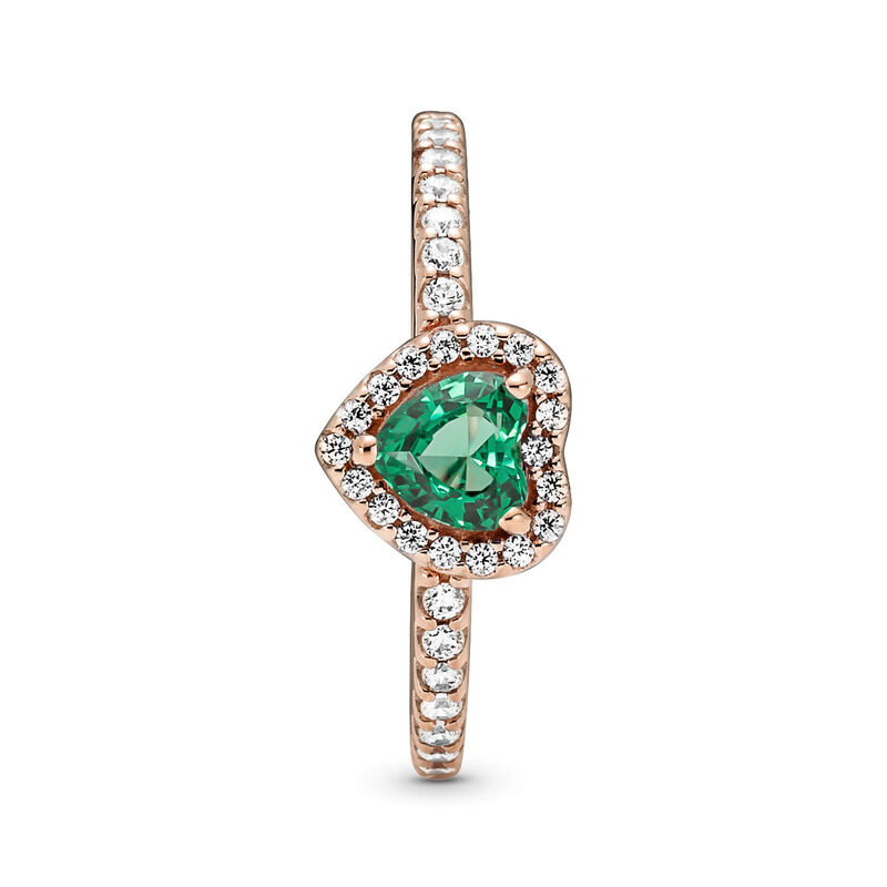Pandora Sparkling Elevated Green Crystal Heart & CZ Ring image number 2