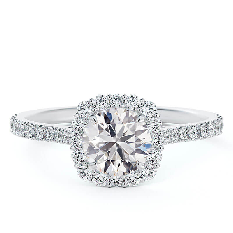 De Beers Forevermark Round Diamond Cushion Halo Engagement Ring 18K image number 0