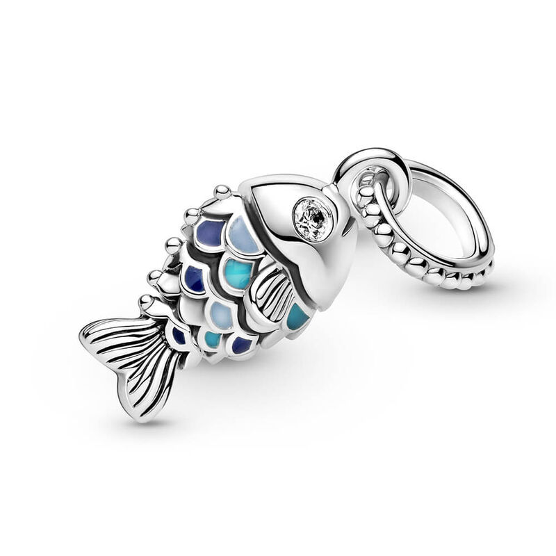 Pandora Blue Scaled Fish Enamel & CZ Dangle Charm image number 3