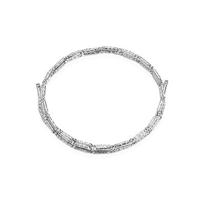 Platinum Born Magnetic Diamond Cut Bead Bracelet