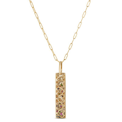 Confetti Rainbow Sapphire Pendant, 14K Yellow Gold