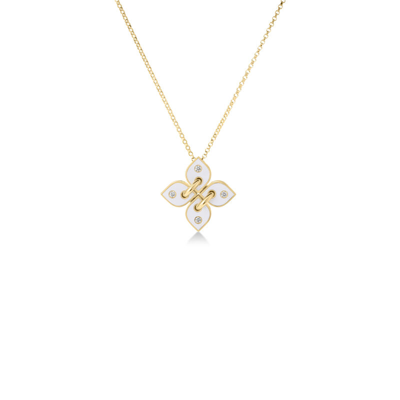 Roberto Coin 18K Yellow Gold Love In Verona Diamond And Enamel Flower Necklace image number 0