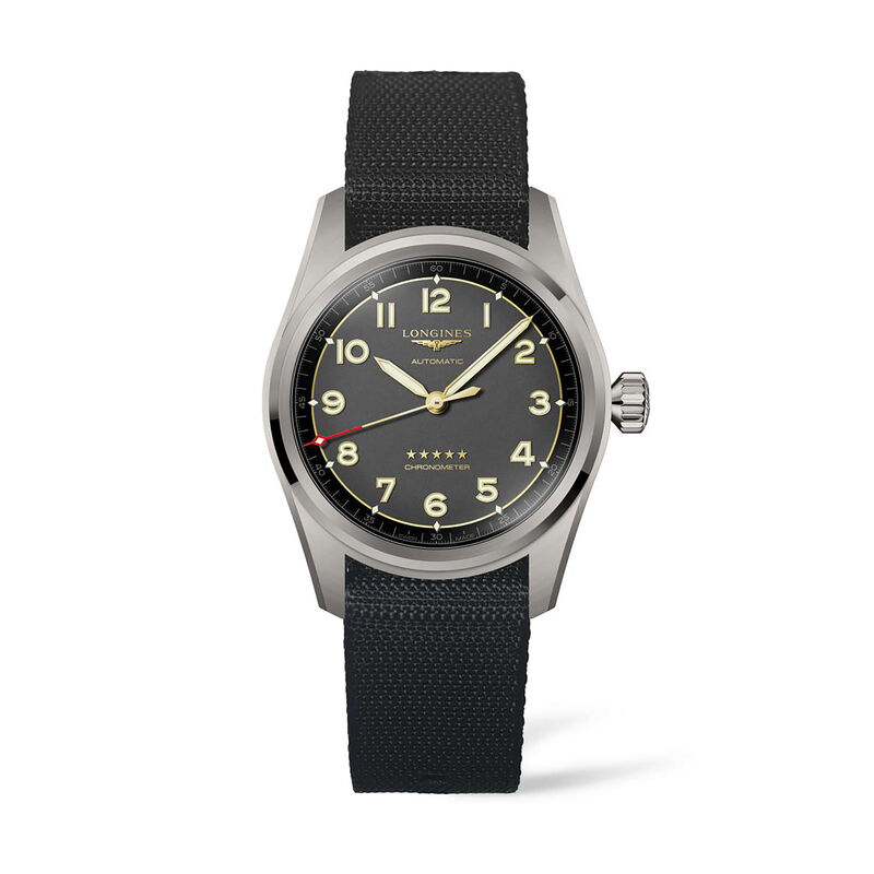 Longines Spirit Chronometer Watch Titanium Case Black Strap, 40mm image number 0