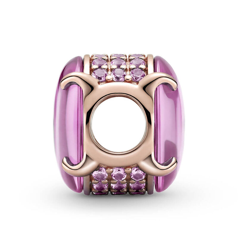 Pandora Pink Oval Cabochon Synthetic Sapphire & Crystal Charm image number 2
