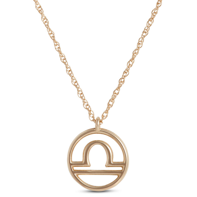 Libra Zodiac Sign Pendant Necklace, 14K Yellow Gold image number 0