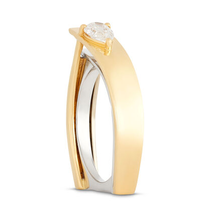 Pear Shaped Diamond Ring, &frac12; Carat Total Weight, 18K Yellow and White Gold
