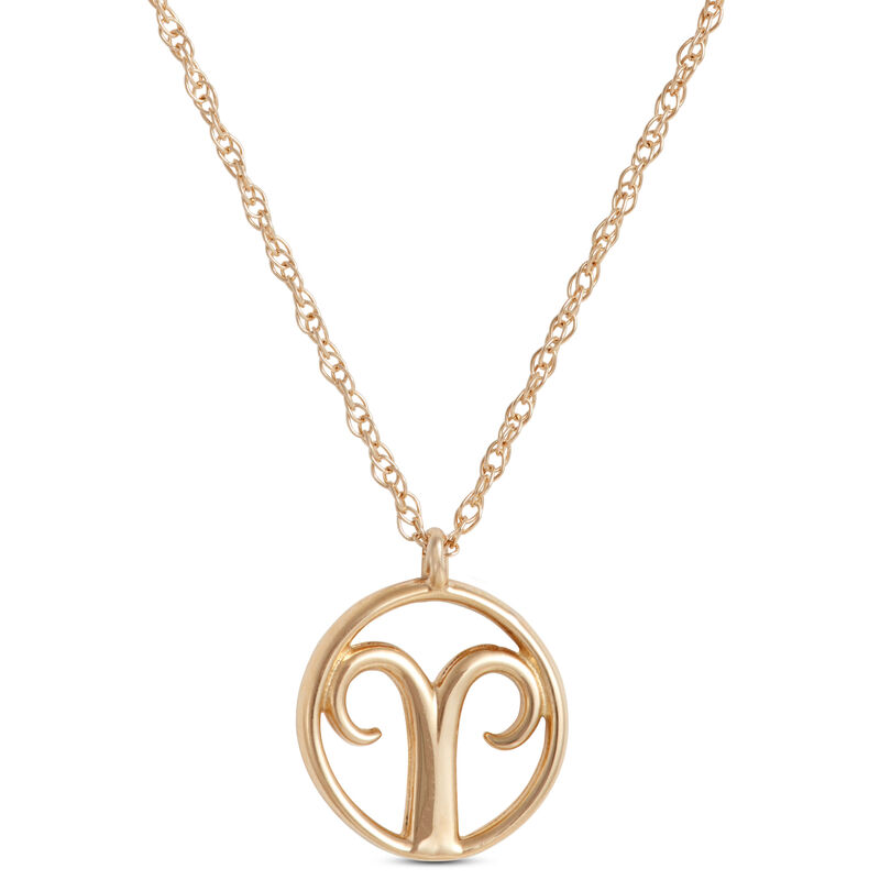 Aries Zodiac Sign Pendant Necklace, 14K Yellow Gold image number 0