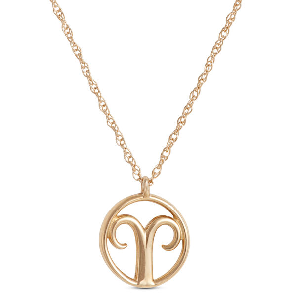 Aries Zodiac Sign Pendant Necklace, 14K Yellow Gold