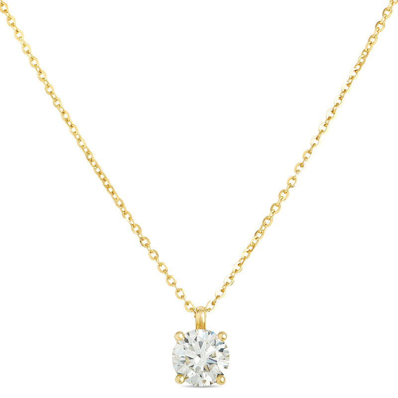 Classic Round Diamond Pendant, ⅔ Carat Total Weight, 14K Yellow Gold image number 0